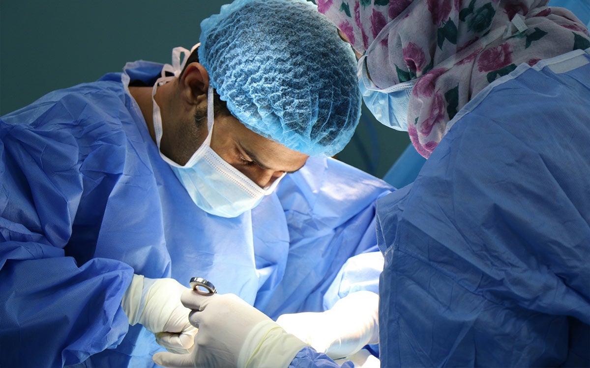 Surgeon looking down during procedure
